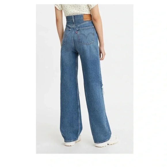 Levi's Ripped High Waist Loose Fit Medium Wash Jeans 28x31 - Picture 2 of 9